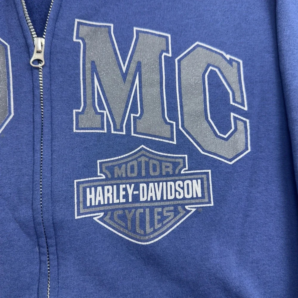 Harley-Davidson Zip Up Hoodie Mens Large Blue Pocono Mountain Graphic Sweatshirt